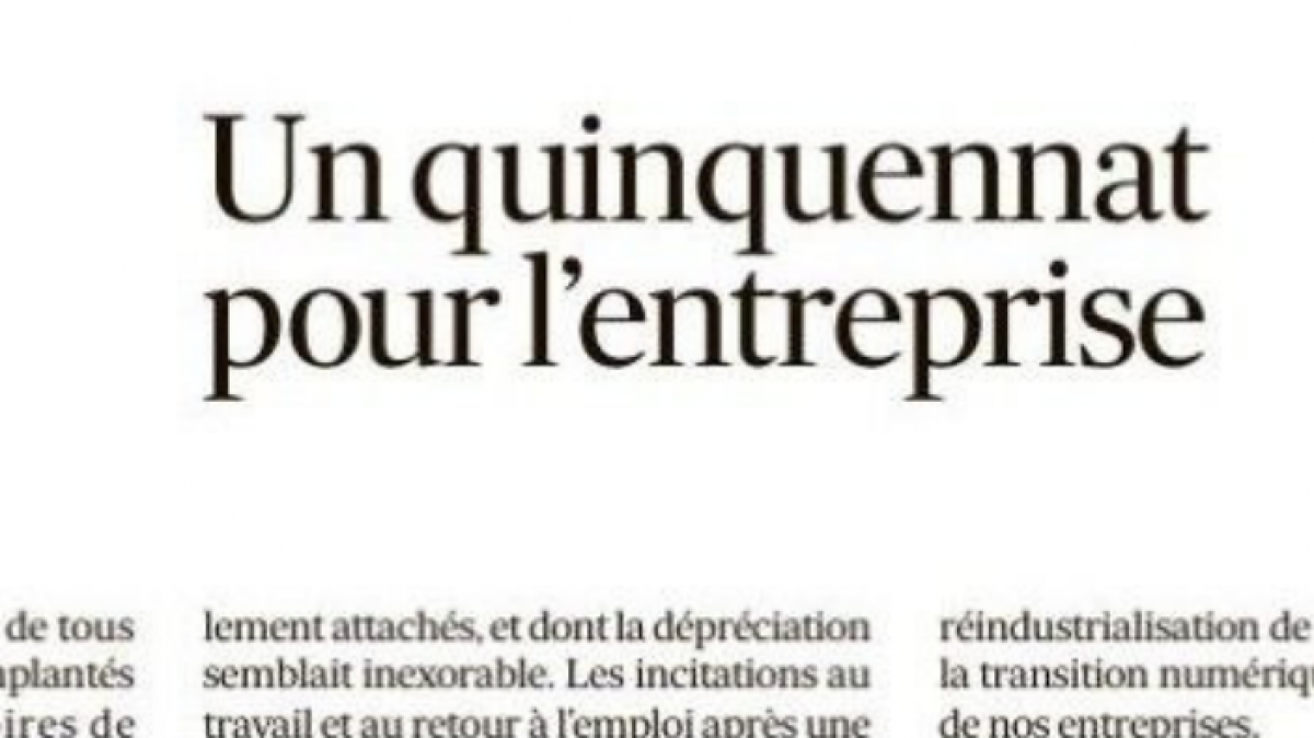 Un quinquennat pour l'entreprise 